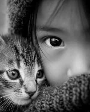 Lingling with Mei from San Francisco - Black & White Art Print