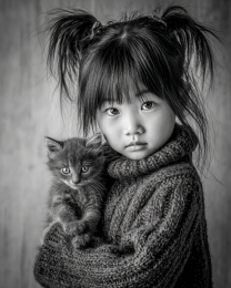 Hana and Ming from St. Paul - Black & White Art Print