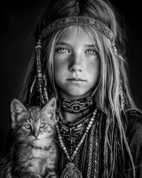 Hippie Hannah and Cheyenne- Black & White Art Print