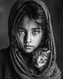 Kali with Tara from Syracuse- Black & White Art Print