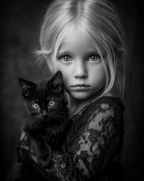 Sydney with Luna from Baltimore - Black & White Art Print