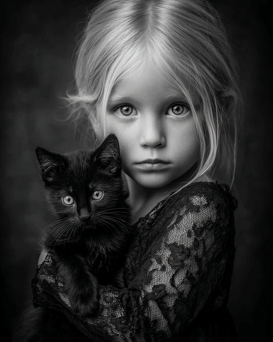 Sydney with Luna from Baltimore - Black & White Art Print