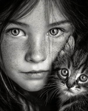 Laurie and Lily from Lakeview- Black & White Art Print