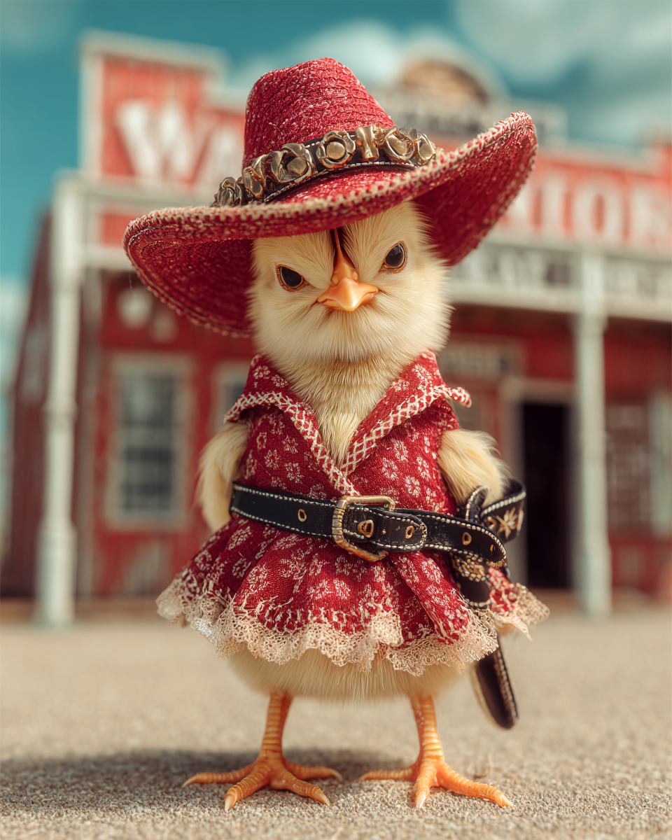 Sixgun Sally from Tuscon - Chicken Chics Art Print