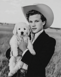 Howard with Cheyenne - Cowboy & His Dog Black & White Art Print