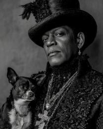 Vince with Pickle - Cowboy & His Dog Black & White Art Print