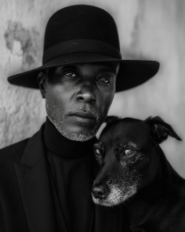 Byron with Scamp - Cowboy & His Dog Black & White Art Print