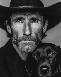 Leroy with Buck - Cowboy & His Dog Black & White Art Print