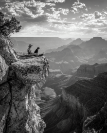 Hal with Trooper - Cowboy & His Dog Black & White Art Print