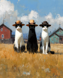 Three Kansas Kitties - Funny Cat Wall Art Print