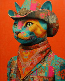 Neon Cowboy Pete - Funny Cat Wall Art