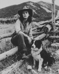 Marilyn with Jax - Cowgirl & Her Dog Black & White Art Print
