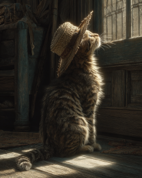 Bella Waiting for Sally to Come Home - Funny Cat Wall Art Print