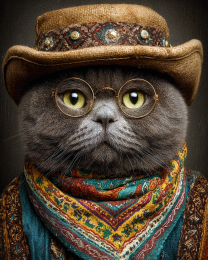 BOHO Professor Marty - Funny Cat Wall Art Print