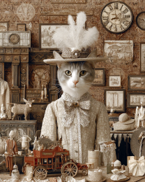 Penelope at the Mercantile - Funny Cat Wall Art Print