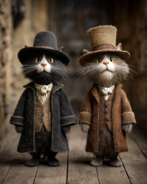 Jim & Jerry from the The Bowery - Funny Cat Wall Art Print