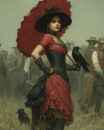 Lydia with Her Ravens- Día de Muertos Art Print