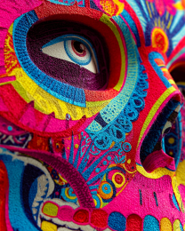 Brilliant Skull Mask Close-Up - Día de Muertos Art Print