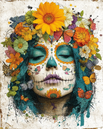 Girl with Flower Crown - Día de Muertos Art Print