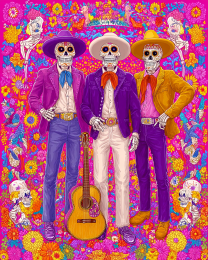 Tres Hombres a Caballo - Día de Muertos Art Print