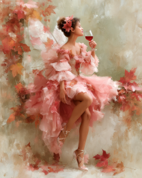 Pink Fairy with Red Wine - Art Prints of Fairies