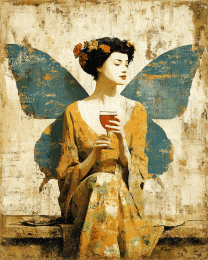 Shy Fairy with Glass of Wine - Art Prints of Fairies