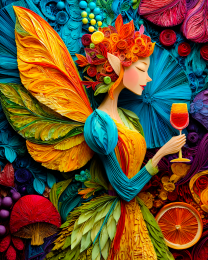 Southern Fairy with Glass of Wine - Art Prints of Fairies