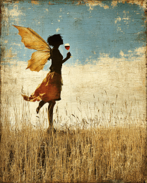 Fairy Having a Glass of Wine on a Fine Summer Day - Art Prints of Fairies