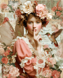 Nouveau Fairy and a Hummingbird - Fairy Art Print