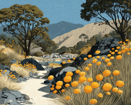 Wash Leading to the Sandias - Landscape Art Print