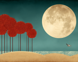 Pelican Flying - Minimalist Style - Landscape Art Print