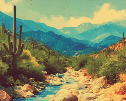 Vintage Desert Wash - Landscape Art Print