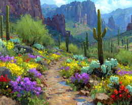Desert Spring Bloom - Landscape Art Print