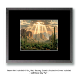 Vintage Crepuscular Rays on Sonoran Desert - Landscape Art