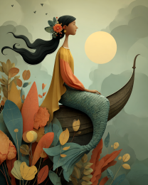 Mid-Century Modern Mermaid - Coastal Art Print