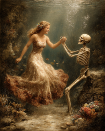 Mermaid Dancing with Captain Jack - Coastal Art Print