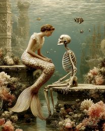 Mermaid Explaining Life After Death - Coastal Art Print