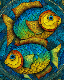 Stylized Fish Pair - Ocean Life Art Print