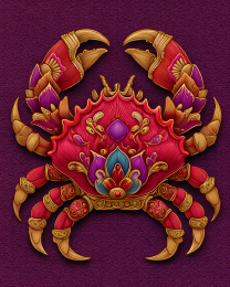 Jewel-Tone Crab - Ocean Life Art Print