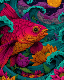 Fish Caught in a Storm - Ocean Life Art Print