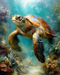 Oncoming Sea Turtle - Ocean Life Art Print