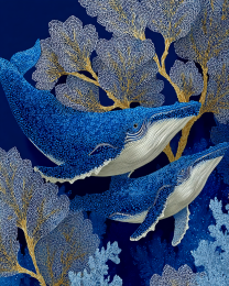 Nouveau Blue Whales - Ocean Life Art Print