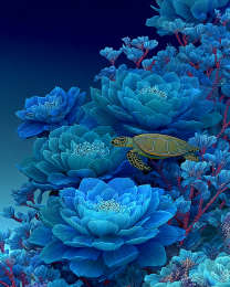 Sea Turtle in Surreal Reef - Ocean Life Art Print