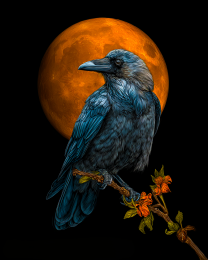 Blood Moon Raven Art Print