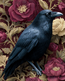 Vintage Raven Floral - Raven Art Print