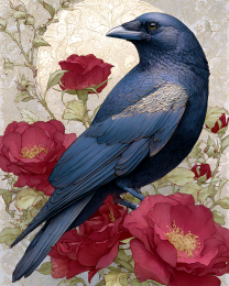 Nouveau Floral Raven Art Print