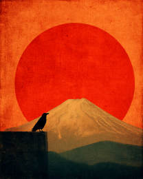 Mount Fuji Raven Art Print