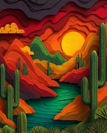 Stylized Desert CAnyon Southwestern Art Print