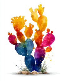 Minimalist Watercolor Prickly Pear Cactus Southwestern Art Print
