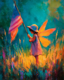 Young Fairy Holding the American Flag - USA 250 Wall Art